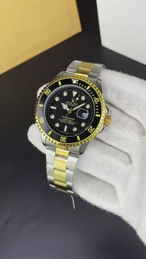 Rolex Submariner Men's Quartz Watch – Working Date & Rotating Bezel | Stainless Steel Chain & Back | Premium Quality